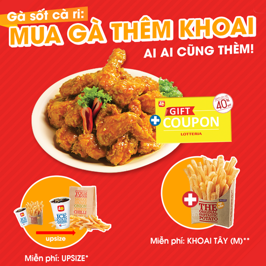 Lotteria ưu đãi đặc biệt khi mua gà sốt cà ri
