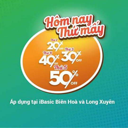 iBasic giảm 20-50% theo ngày trong tuần