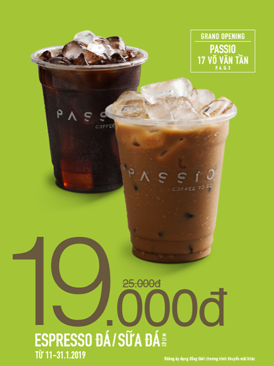 Passio Coffee Vietnam ưu đãi Expresso chỉ 19k tại Võ Văn Tần