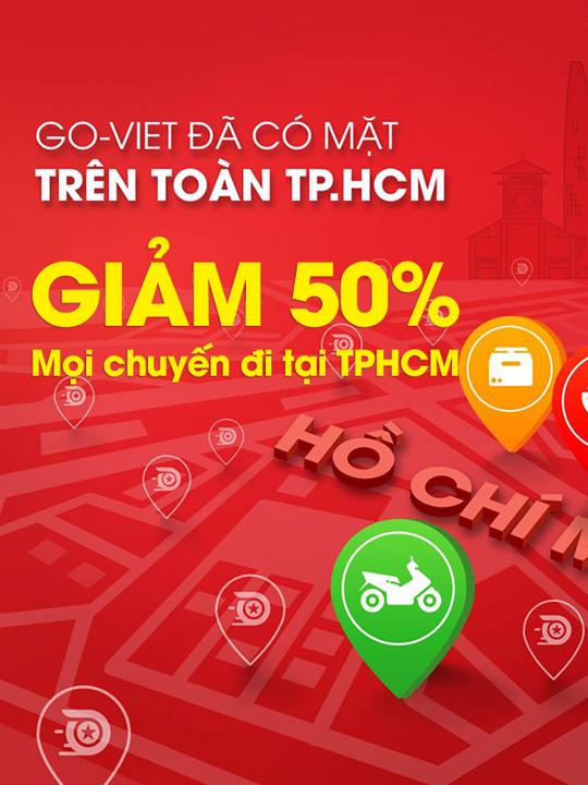 GO-VIET giảm 50% mọi chuyến đi tại TP.HCM