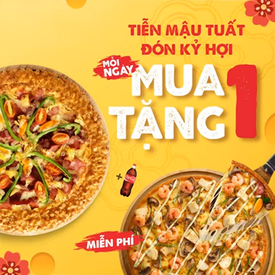 Pizza Hut mua 1 tặng 1 mỗi ngày