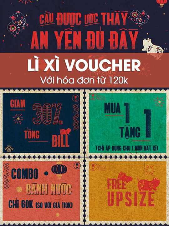 Đen Đá Coffee lì xì voucher với HĐ từ 120k