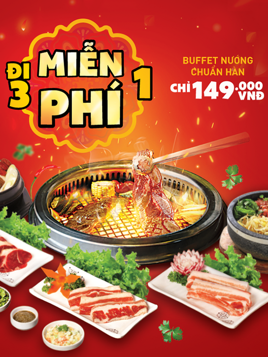 King BBQ đi 3 tặng 1 tại Cần Thơ