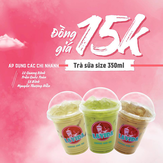 Lavida Coffee and Tea đồng giá 15k trà sữa size S