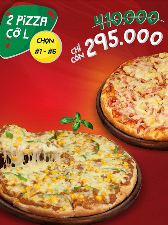 Pepperonis ưu đãi mua 2 pizza size L chỉ 295k