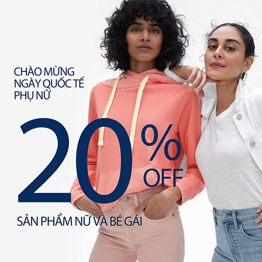 GAP giảm 20% sản phẩm nữ và bé gái