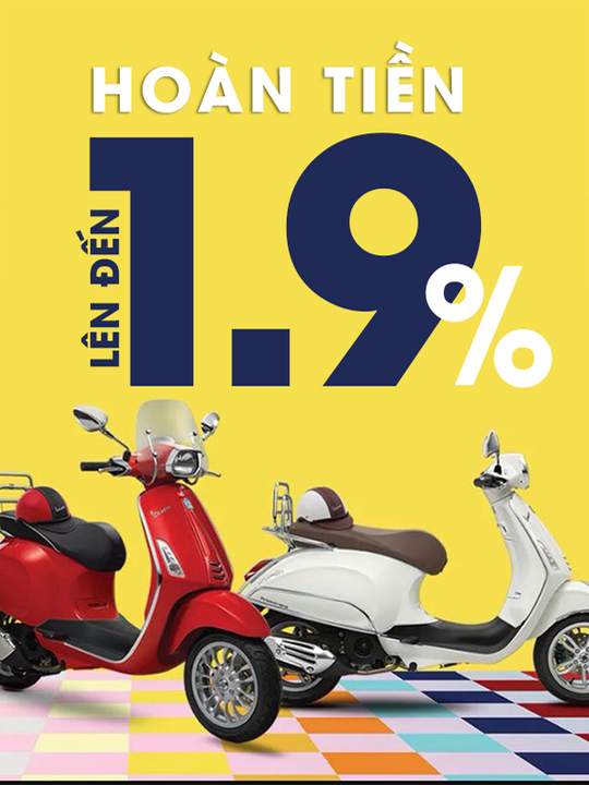 Piaggio Vietnam hoàn tiền lên đến 1.9% khi mua xe máy