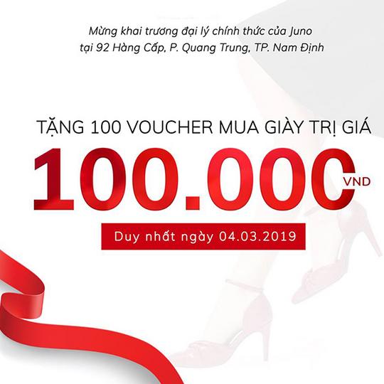 Juno tặng 100 voucher mua giày trị giá 100K
