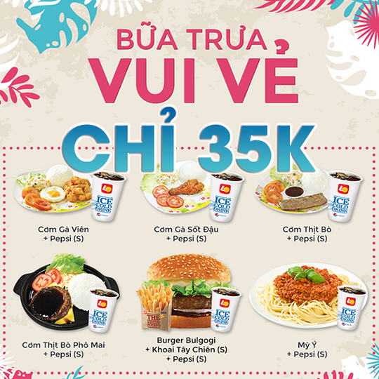 Lotteria ưu đãi combo trưa chỉ 35k