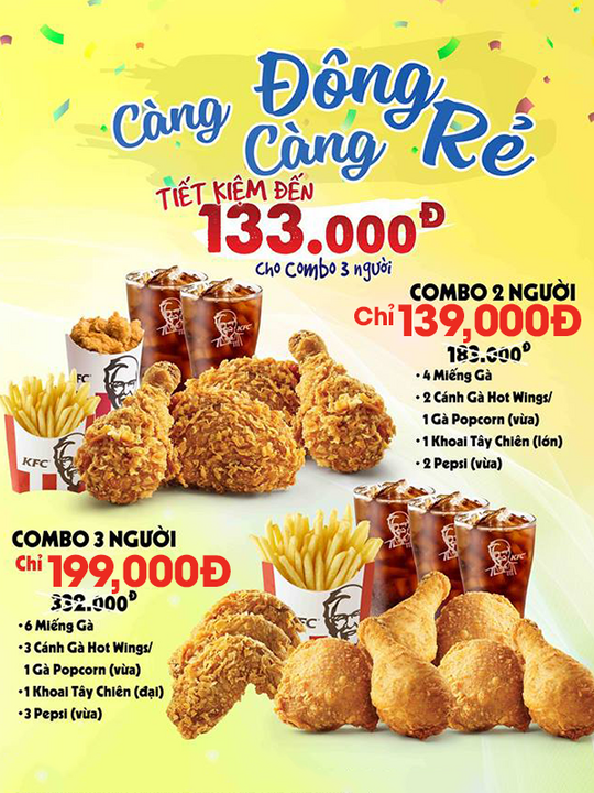 KFC ưu đãi combo chỉ từ 139k