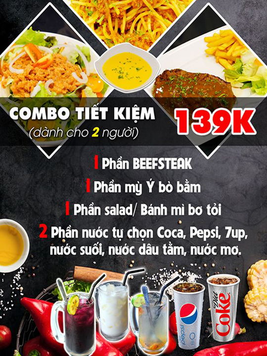 Beefsteak TiTi ưu đãi combo 2 người chỉ 139k