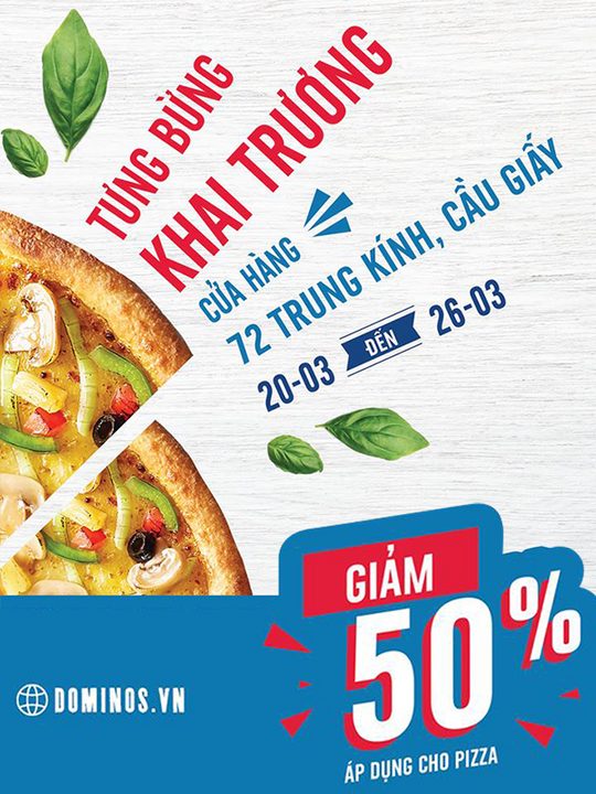 Domino tặng 100 pizza, giảm 50% tổng hóa đơn