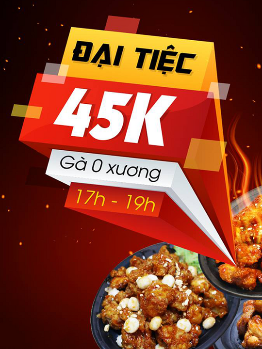 Papas' Chicken đại tiệc gà rán 45k khung giờ vàng