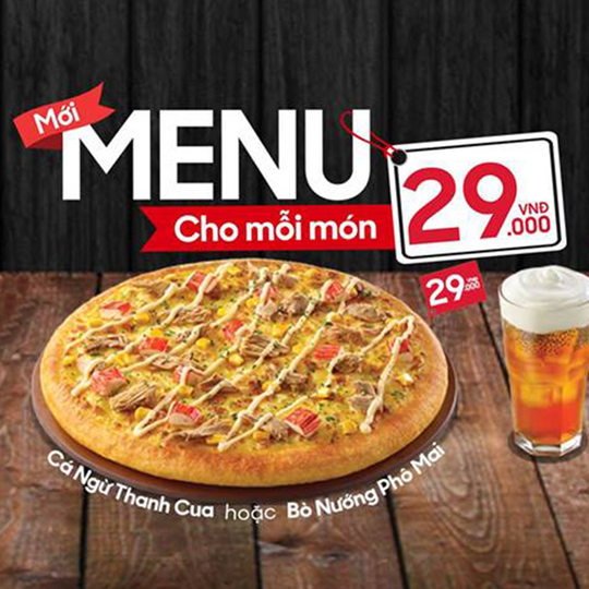 Pizza Hut ưu đãi chỉ 29k khi dùng bữa tại nhà hàng