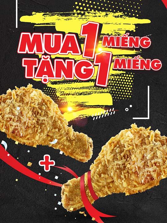 KFC ưu đãi mua 1 tặng 1 và thứ 3,4,5 hàng tuần