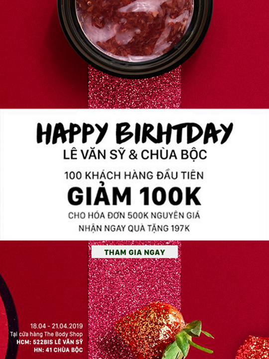 The Body Shop giảm 100k cho hóa đơn từ 500k