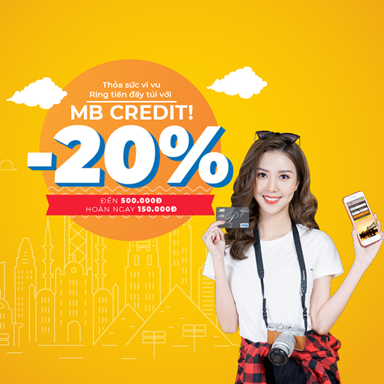 Vntrip giảm 20% cho chủ thẻ MB Bank