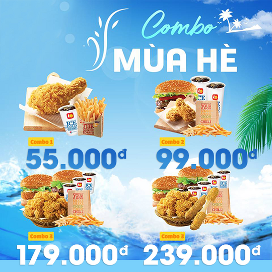 Lotteria ưu đãi combo chỉ từ 55k cho nhóm đông