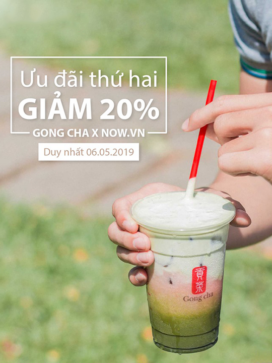 Gongcha giảm 20% khi đặt qua Food Delivery Now