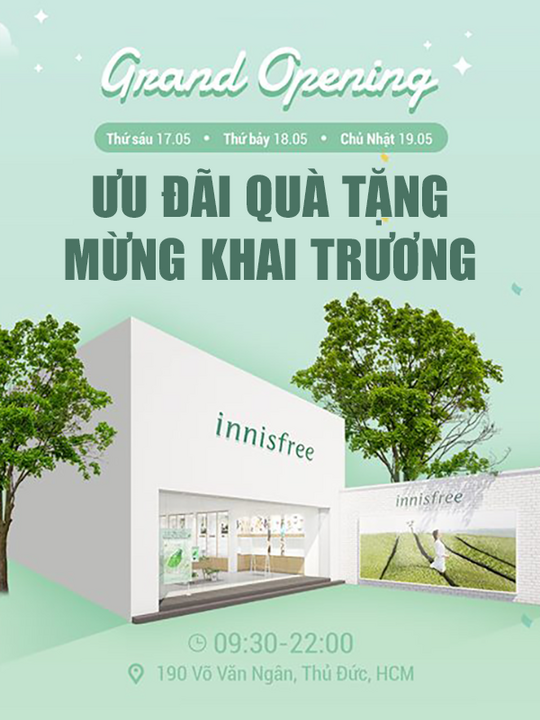 Innisfree ưu đãi quà tặng mừng khai trương