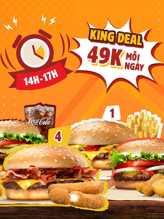Burger King đồng giá 49k khung giờ vàng