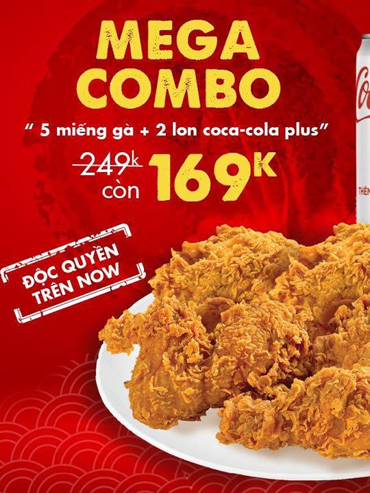 Texas Chicken mega combo chỉ 169k qua Food Delivery Now