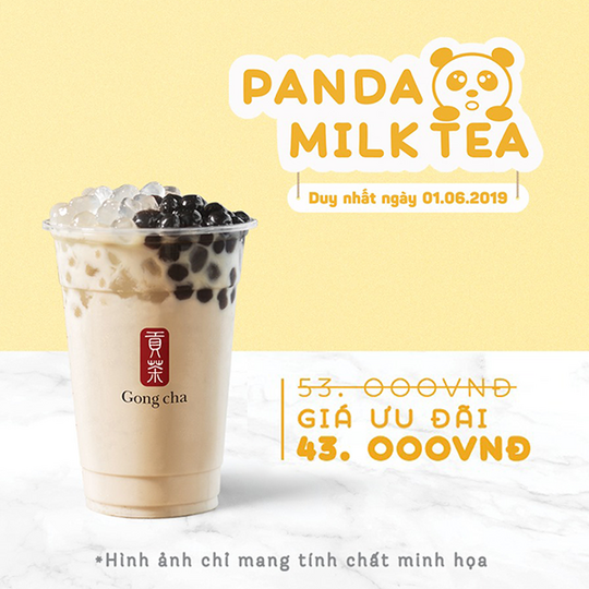 Gongcha ưu đãi trà sữa Panda chỉ 43k