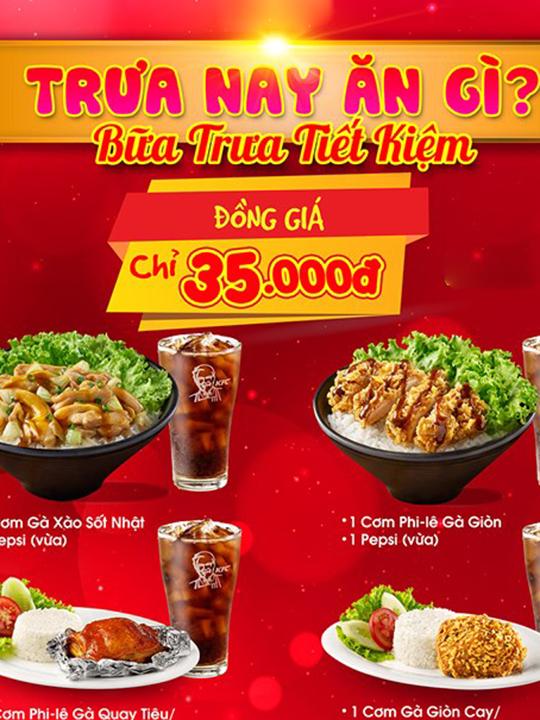 KFC đồng giá chỉ từ 35k combo trưa