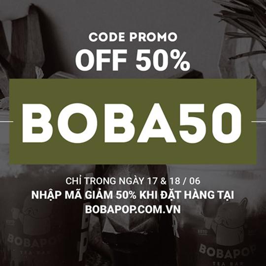 Bobapop giảm 50% khi đặt qua website Bobapop