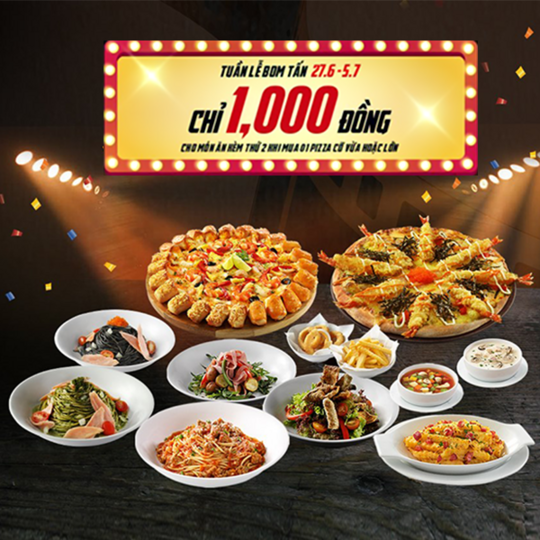 Pizza Hut món ăn kèm thứ 2 giá chỉ 1k