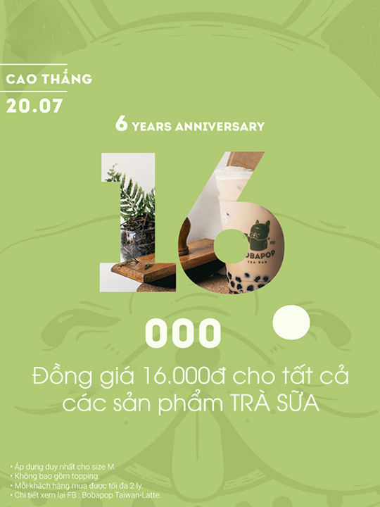 Bobapop đồng giá trà sữa size M chỉ 16k