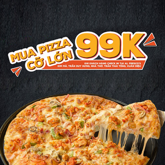 AlFresco pizza size L chỉ 99k khi check in