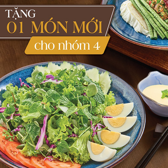 Khao lao tặng lạp cá hoặc salad cho nhóm 4