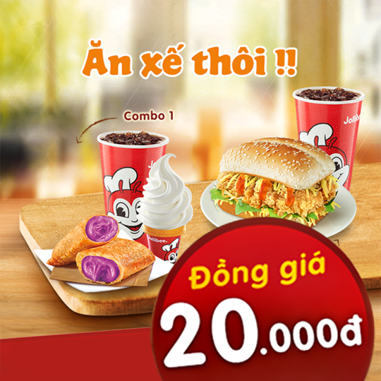 JolliBee đồng giá combo 20k khung giờ vàng