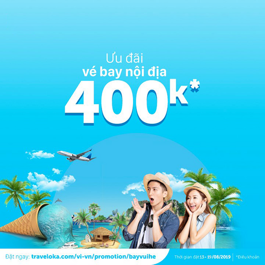 Traveloka giảm đến 400k vé bay nội địa