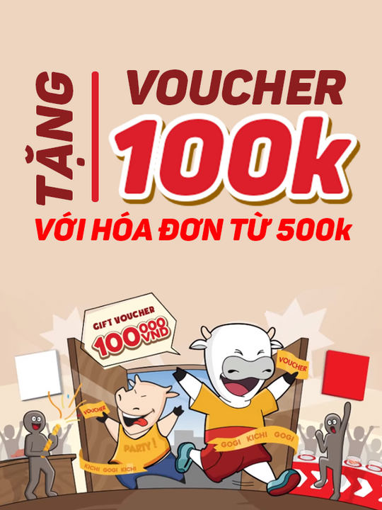 Kichi Kichi tặng voucher 100k với hóa đơn từ 500k