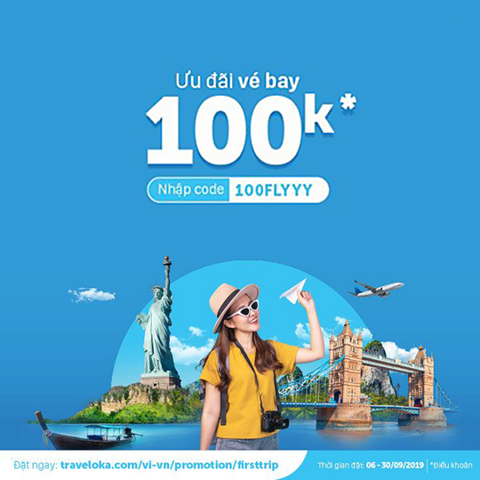 Traveloka giảm 100k khi đặt vé bay lần đầu