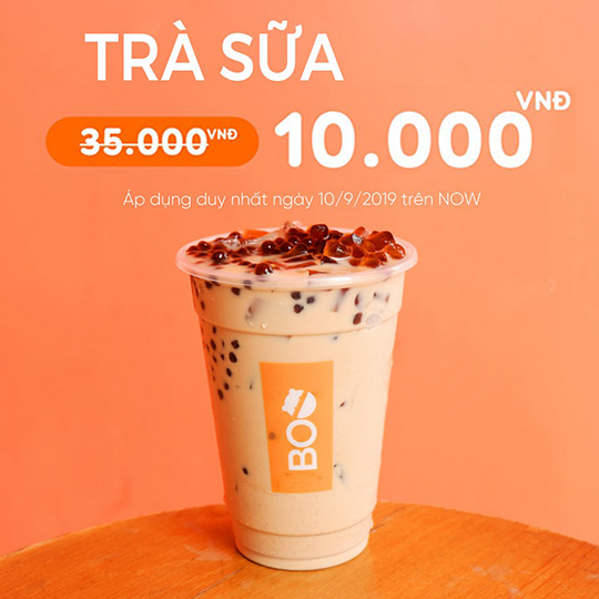 Boo Coffee ưu đãi trà sữa Boo chỉ 10k khi đặt qua Now