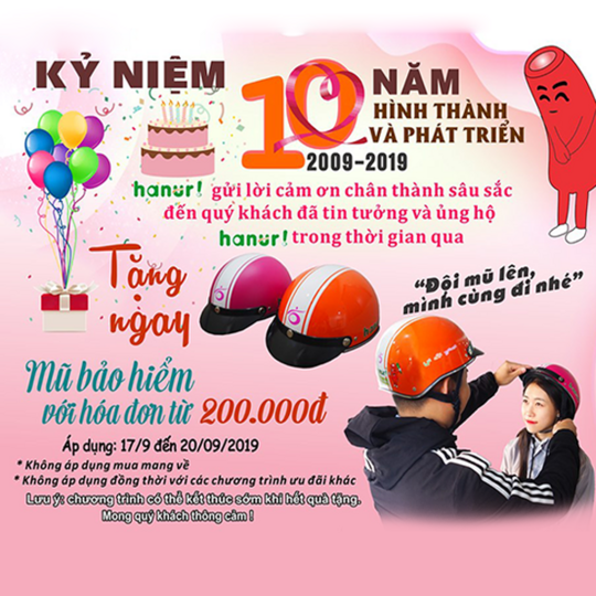 Hanuri Korean Fast Food tặng mũ bảo hiểm với hóa đơn từ 200k