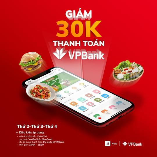 Shopee Food giảm 30k cho chủ thẻ VP bank