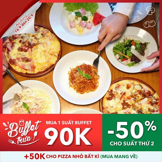 Pepperonis giảm 50% buffet trưa cho người thứ hai