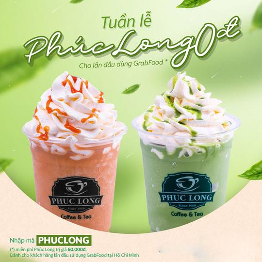 Phúc Long ưu đãi Phúc Long giá 0đ khi đặt Grabfood