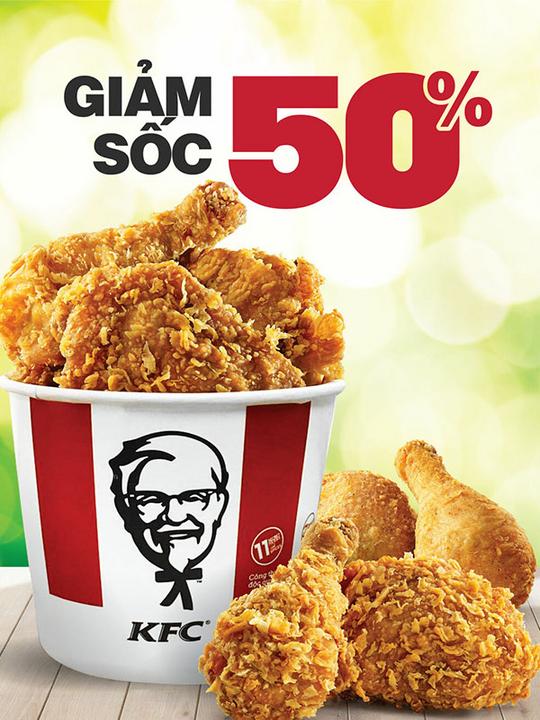 KFC giảm 50% khi mua từ 3 miếng gà trở lên