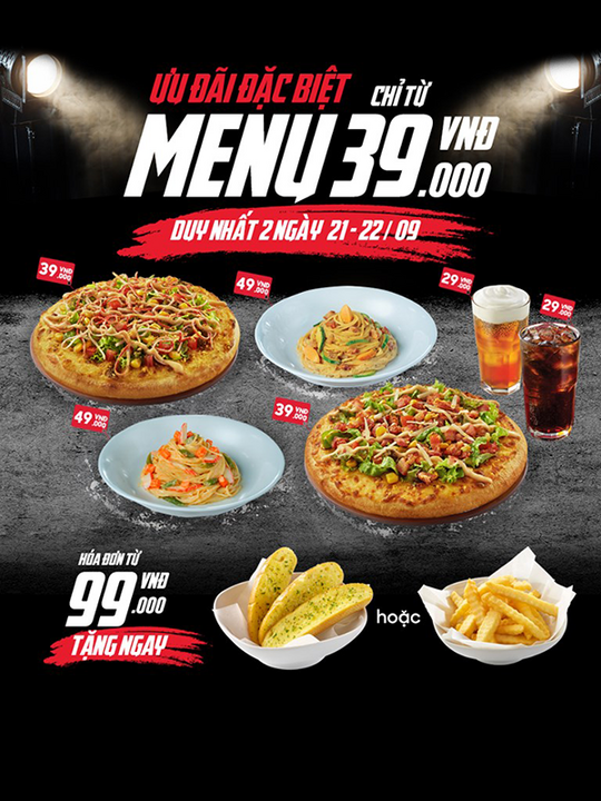 Pizza Hut ưu đãi menu từ 39k vào cuối tuần
