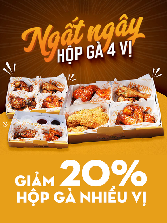 DON Chicken giảm 20% hộp gà nhiều vị