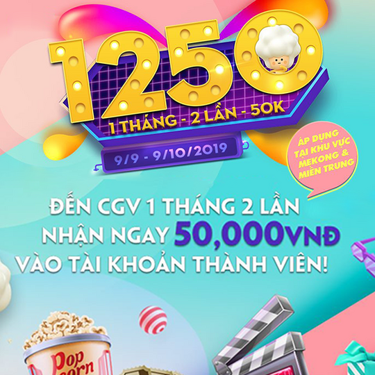 CGV tặng 50k cho khách hàng thành viên