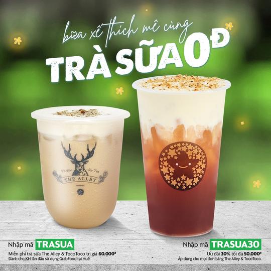 GrabFood trà sữa The Alley giá từ 0đ tại Huế