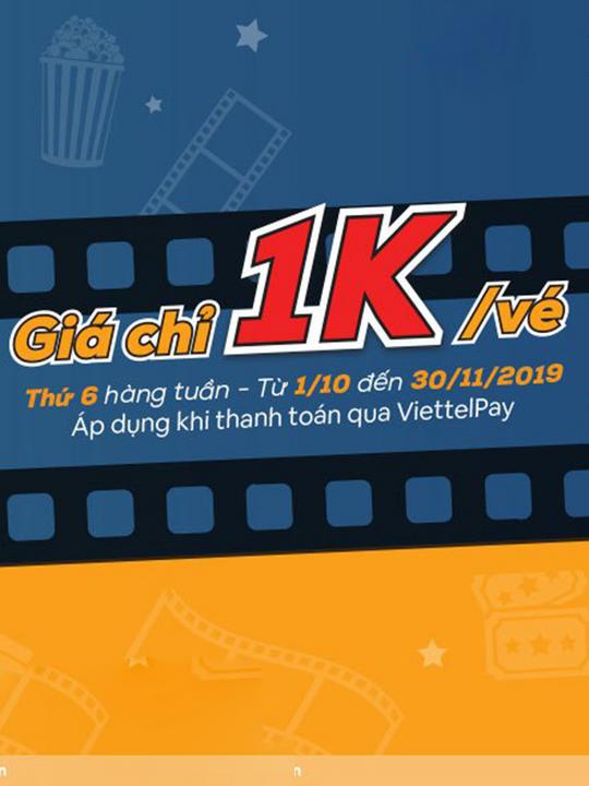 CGV ưu đãi vé xem phim 1k qua ViettelPay