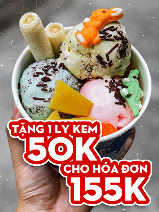 I Love Kem tặng 1 ly kem 50k cho HĐ 155k