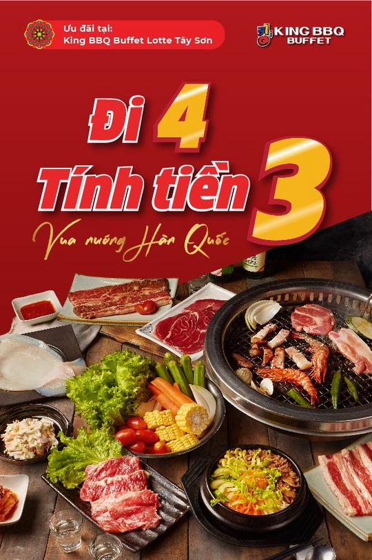King BBQ đi 4 trả tiền 3 hàng ngày